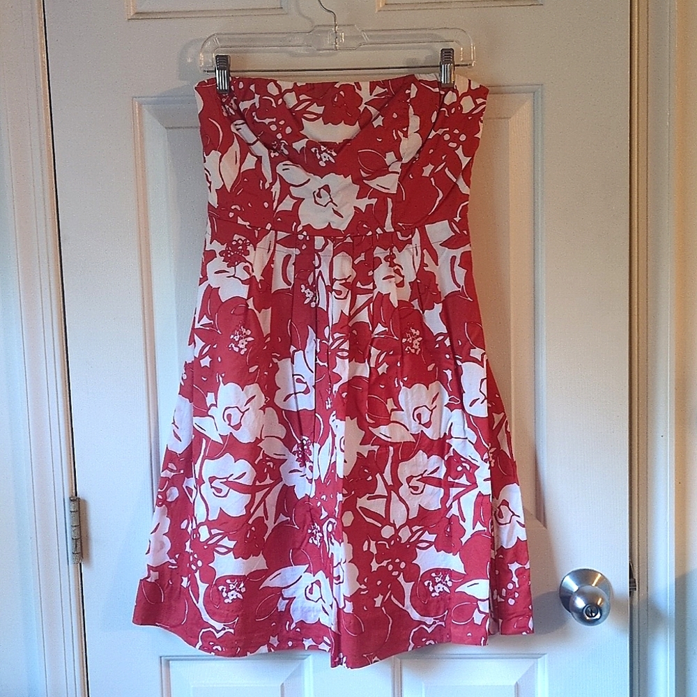 The Limited, Strapless Dress (coral and white)
